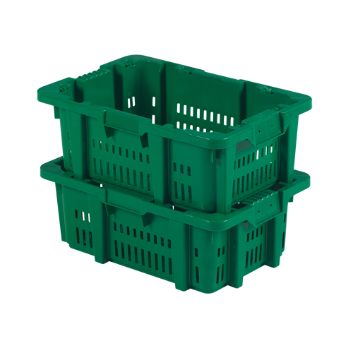 Contenant en plastique Stack-N-Nest pour la manutention des aliments, 16" x 23,9" x 8,8", Vert Ontario Packaging