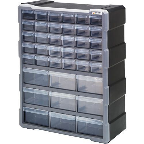 Armoire &agrave; tiroir, Plastique, 39 tiroirs, 15" x 6-1/4" x 18-3/4", Noir Ontario Packaging