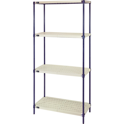 Wire Shelving Unit with Plastic Shelves, Wire Frame with Plastic Shelves, Boltless, 600 lbs. Capacity, 30" W x 72" H x 18" D Ontario Packaging
