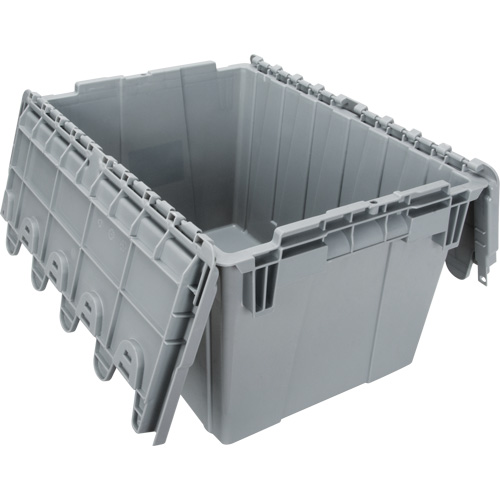 Contenant de distribution en plastique avec dessus basculant, 21,65" x 15,5" x 12,5", Gris Ontario Packaging
