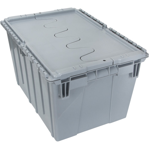 Contenant de distribution en plastique avec dessus basculant, 21,65" x 15,5" x 12,5", Gris Ontario Packaging