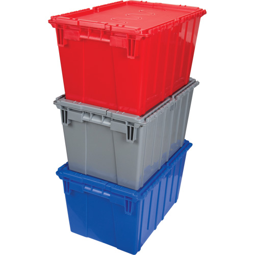 Contenant de distribution en plastique avec dessus basculant, 21,65" x 15,5" x 12,5", Gris Ontario Packaging