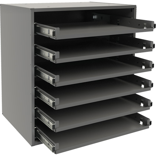 Support de glissi&egrave;re &agrave; petit roulement, Acier, 6 compartiments, 15-9/16" la x 11-7/8" p, 16-3/8" h, Gris Ontario Packaging