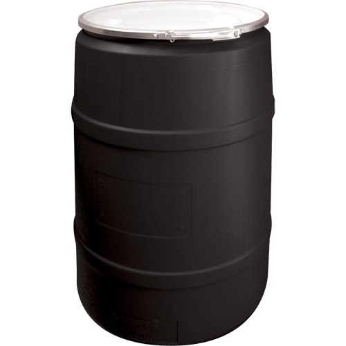 Polyethylene Drums, 55 US gal (45 imp. gal.), Open Top, Black Ontario Packaging