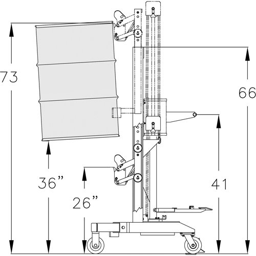 Manipulateur ergonomique de baril &agrave; port&eacute;e &eacute;lev&eacute;, DM-100-HR, 30 - 85 gal. US (25 - 70 gal. imp.) Ontario Packaging