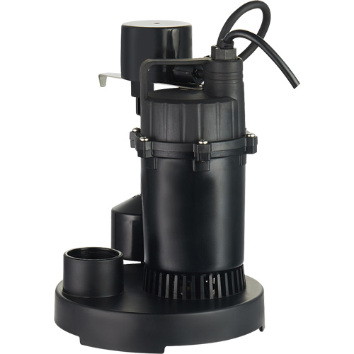 Thermoplastic Submersible Sump Pump, 2560 GPH, 115 V, 4.6 A, 1/3 HP Ontario Packaging
