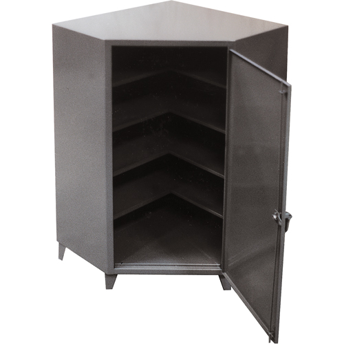 Corner Cabinets, Steel, 4 Shelves, 72" H x 48" W x 24" D, Grey Ontario Packaging