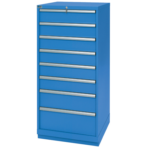 Drawer Cabinets, 8 Drawers, 28-1/4" W x 28-1/2" D x 59-1/2" H, Bright blue Ontario Packaging