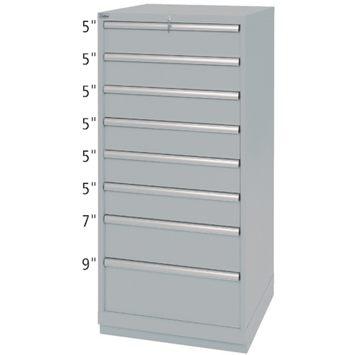 Armoires de rangement avec tiroirs, 8 tiroirs, 28-1/4" la x 28-1/2" p x 59-1/2" h, Gris Ontario Packaging