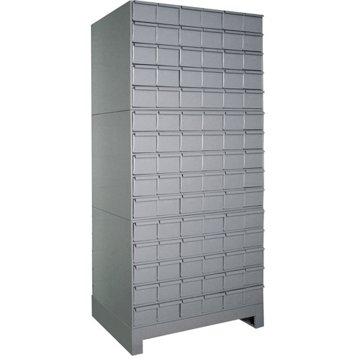 Industrial Drawer Cabinets With Base, 90 Drawers, 34-1/8" W x 12-1/4" D x 69-1/8" H, Grey Ontario Packaging