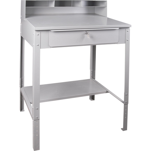Open Floor Style Shop Desk, 34-1/2" W x 30" D x 53" H, Grey Ontario Packaging