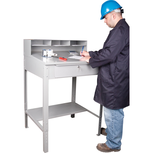 Open Floor Style Shop Desk, 34-1/2" W x 30" D x 53" H, Grey Ontario Packaging