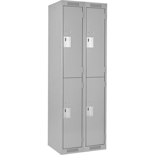 Clean Line Lockers, 2 -tier, Bank of 2, 24" x 18" x 72", Steel, Grey, Rivet (Assembled) Ontario Packaging