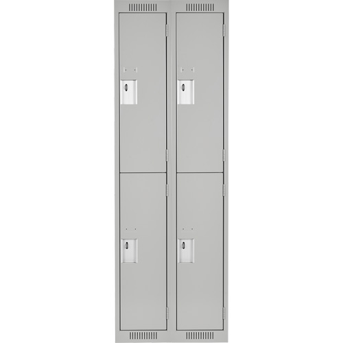 Clean Line Lockers, 2 -tier, Bank of 2, 24" x 18" x 72", Steel, Grey, Rivet (Assembled) Ontario Packaging