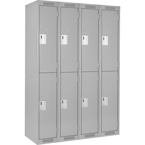 Clean Line Lockers, 2 -tier, Bank of 4, 48" x 18" x 72", Steel, Grey, Rivet (Assembled) Ontario Packaging