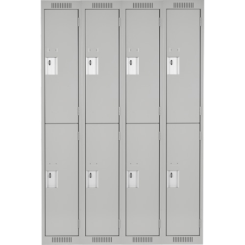 Clean Line Lockers, 2 -tier, Bank of 4, 48" x 18" x 72", Steel, Grey, Rivet (Assembled) Ontario Packaging
