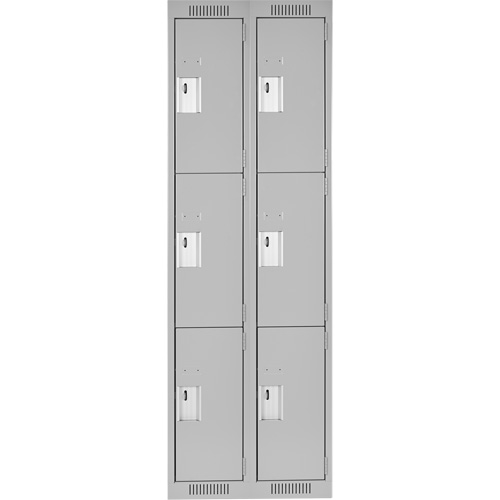 Clean Line Lockers, 3 -tier, Bank of 2, 24" x 18" x 72", Steel, Grey, Rivet (Assembled) Ontario Packaging