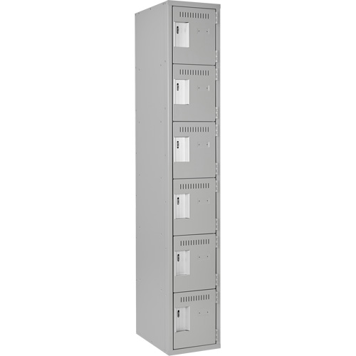 Clean Line Lockerettes, 6 -tier, 12" x 18" x 72", Steel, Grey, Rivet (Assembled) Ontario Packaging