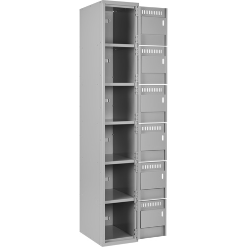 Clean Line Lockerettes, 6 -tier, Bank of 4, 48" x 18" x 72", Steel, Grey, Rivet (Assembled) Ontario Packaging
