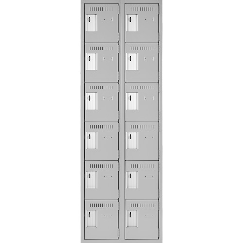 Clean Line Lockerettes, 6 -tier, Bank of 2, 24" x 18" x 72", Steel, Grey, Rivet (Assembled) Ontario Packaging