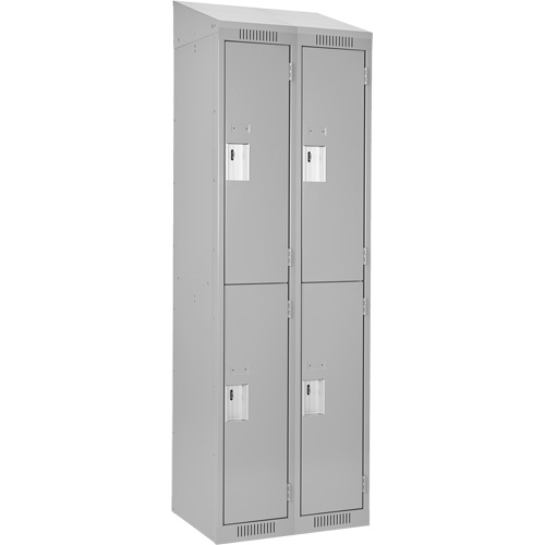 Clean Line Lockers, 2 -tier, Bank of 2, 24" x 18" x 78", Steel, Grey, Rivet (Assembled) Ontario Packaging