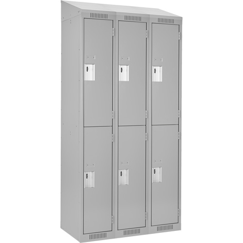 Clean Line Lockers, 2 -tier, Bank of 3, 36" x 18" x 78", Steel, Grey, Rivet (Assembled) Ontario Packaging