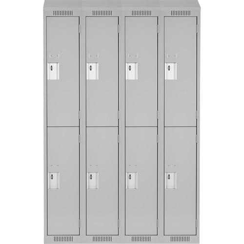 Clean Line Lockers, 2 -tier, Bank of 4, 48" x 18" x 78", Steel, Grey, Rivet (Assembled) Ontario Packaging