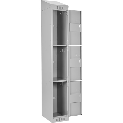 Clean Line Lockers, 3 -tier, Bank of 4, 48" x 18" x 78", Steel, Grey, Rivet (Assembled) Ontario Packaging