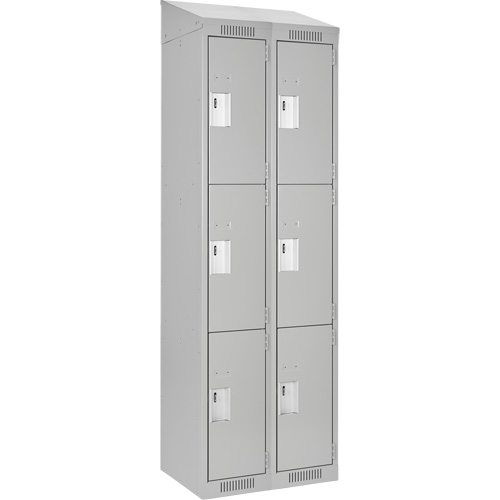 Clean Line Lockers, 3 -tier, Bank of 2, 24" x 18" x 78", Steel, Grey, Rivet (Assembled) Ontario Packaging