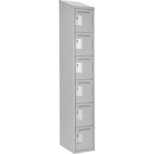 Clean Line Lockerette , 6 -tier, 12" x 18" x 78", Steel, Grey, Rivet (Assembled) Ontario Packaging