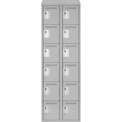 Clean Line Lockerette , 6 -tier, Bank of 2, 24" x 18" x 78", Steel, Grey, Rivet (Assembled) Ontario Packaging