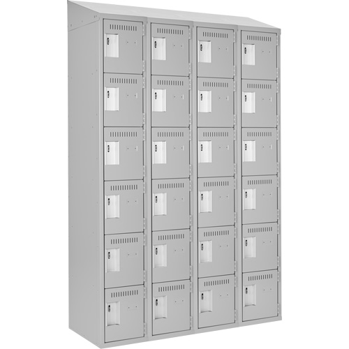 Clean Line Lockerette , 6 -tier, Bank of 4, 48" x 18" x 78", Steel, Grey, Rivet (Assembled) Ontario Packaging