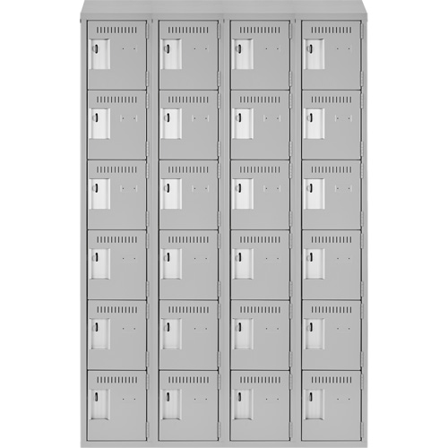 Clean Line Lockerette , 6 -tier, Bank of 4, 48" x 18" x 78", Steel, Grey, Rivet (Assembled) Ontario Packaging