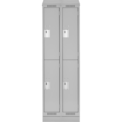 Casiers Clean Line, 2 niveaux, Bloc de 2, 24" x 18" x 82", Acier, Gris, Rivet (assembl&eacute;) Ontario Packaging