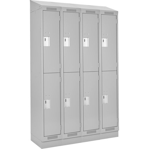 Clean Line Lockers, 2 -tier, Bank of 4, 48" x 18" x 82", Steel, Grey, Rivet (Assembled) Ontario Packaging