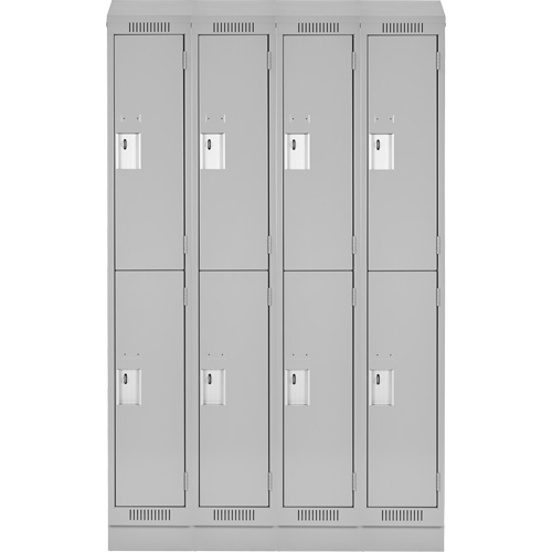 Clean Line Lockers, 2 -tier, Bank of 4, 48" x 18" x 82", Steel, Grey, Rivet (Assembled) Ontario Packaging