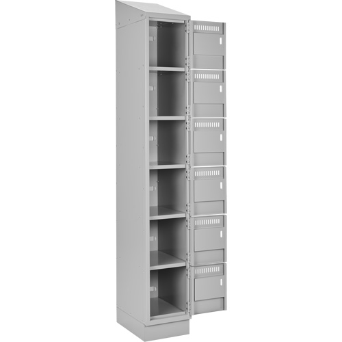 Clean Line Lockerette, 6 -tier, Bank of 3, 36" x 18" x 82", Steel, Grey, Rivet (Assembled) Ontario Packaging