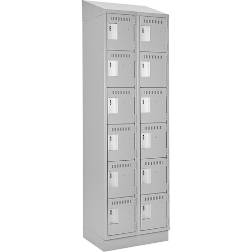 Clean Line Lockerette, 6 -tier, Bank of 2, 24" x 18" x 82", Steel, Grey, Rivet (Assembled) Ontario Packaging