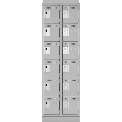 Clean Line Lockerette, 6 -tier, Bank of 2, 24" x 18" x 82", Steel, Grey, Rivet (Assembled) Ontario Packaging