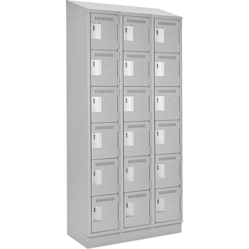 Clean Line Lockerette, 6 -tier, Bank of 3, 36" x 18" x 82", Steel, Grey, Rivet (Assembled) Ontario Packaging