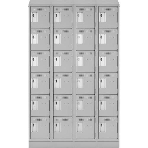Clean Line Lockerette, 6 -tier, Bank of 4, 48" x 18" x 82", Steel, Grey, Rivet (Assembled) Ontario Packaging