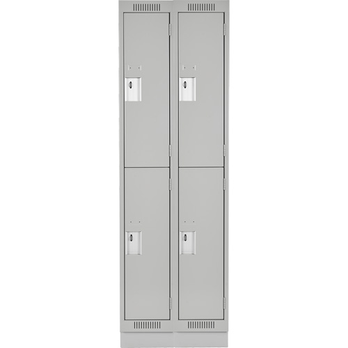 Clean Line Lockers, 2 -tier, Bank of 2, 24" x 18" x 76", Steel, Grey, Rivet (Assembled) Ontario Packaging