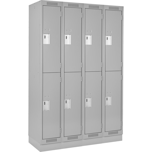 Clean Line Lockers, 2 -tier, Bank of 4, 48" x 18" x 76", Steel, Grey, Rivet (Assembled) Ontario Packaging