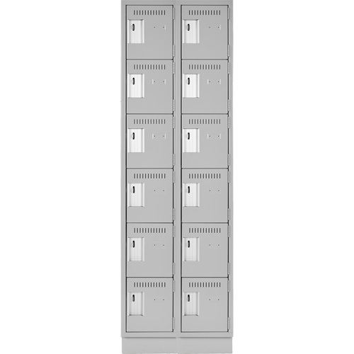 Clean Line Lockerette, 6 -tier, Bank of 2, 24" x 18" x 76", Steel, Grey, Rivet (Assembled) Ontario Packaging