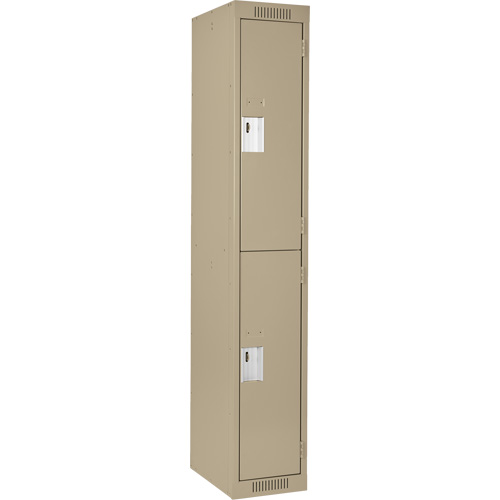 Clean Line Lockers, 2 -tier, 12" x 18" x 72", Steel, Beige, Rivet (Assembled) Ontario Packaging