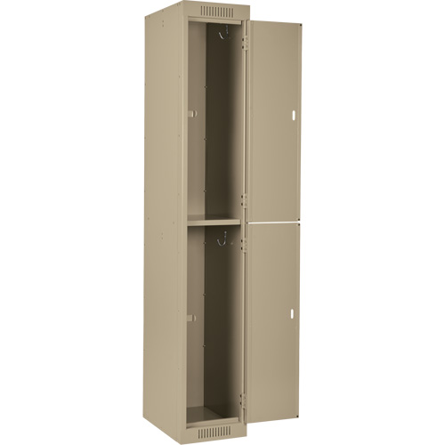 Clean Line Lockers, 2 -tier, Bank of 3, 36" x 18" x 72", Steel, Beige, Rivet (Assembled) Ontario Packaging