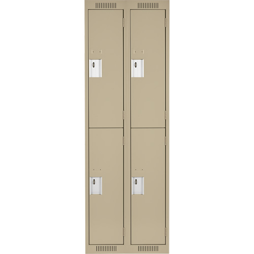 Clean Line Lockers, 2 -tier, Bank of 2, 24" x 18" x 72", Steel, Beige, Rivet (Assembled) Ontario Packaging
