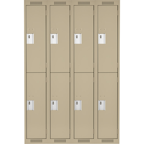 Clean Line Lockers, 2 -tier, Bank of 4, 48" x 18" x 72", Steel, Beige, Rivet (Assembled) Ontario Packaging