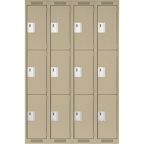 Casiers Clean Line, 3 niveaux, Bloc de 4, 48" x 18" x 72", Acier, Beige, Rivet (assembl&eacute;) Ontario Packaging