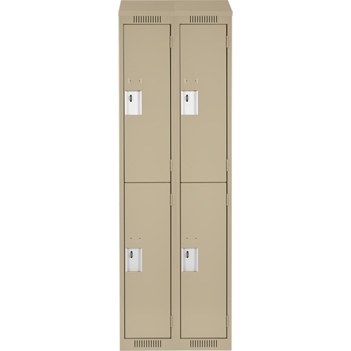 Clean Line Lockers, 2 -tier, Bank of 2, 24" x 18" x 78", Steel, Beige, Rivet (Assembled) Ontario Packaging